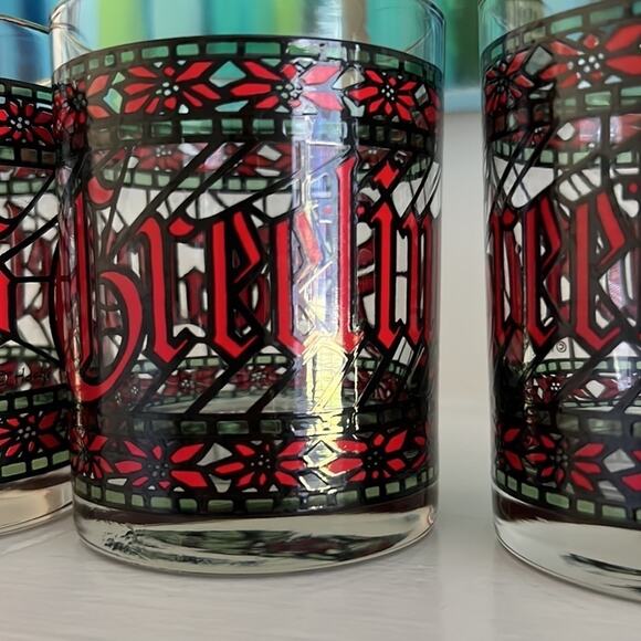 Set of 6 MCM Vintage Season's Greetings  Lowball Glasses by Houze - Picture 4 of 13